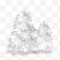 白雪花纹可爱圣诞树剪纸