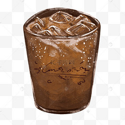 画水彩巧克力夹心曲奇咖啡黑咖啡饮品手绘美味的冰咖啡咖啡图标集简约