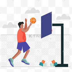 投篮插画可爱手绘黄衣短发女孩蒙圈懵逼表情包3d抽象立体音乐符号夏季