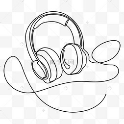 创意斜前方头戴式耳机线条画