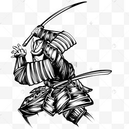 日本武士矢量手绘卡通宝刀未来二次元武士女战士御姐传统的卡通日本