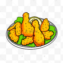 剪贴画火鸡鸡肉美食炸鸡广告快餐装饰图案剪贴画鸡米花鸡肉炸鸡香辣