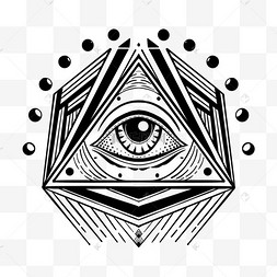 神秘几何的黑白全视之眼