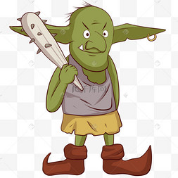 手拿狼牙棒的哥布林卡通
