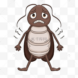 虫子小恶魔小清新表情包蟑螂可爱卡通贴纸蟑螂卡通插画风格棕色蟑螂