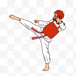 跆拳道人物侧身鞭腿动作