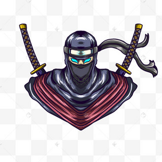 刺客忍者后背双刀游戏徽标