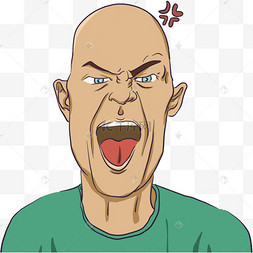 生气大喊的波普风男人插画黄色衣服卡通短发女孩生气表情包通用发火