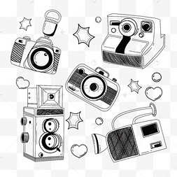 复古的线条画相机涂鸦