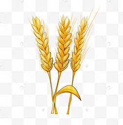 小麦农作物水彩风格绿色成长麦穗插图手绘卡通拿着小麦的农民农作物