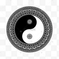 道教阴阳符号黑白装饰图形