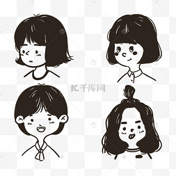 无色人物头像黑白