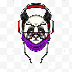 熊猫t恤图案嘻 风格紫色兜帽