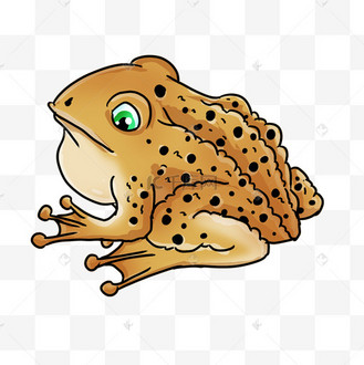 可爱卡通风格棕黄色蟾蜍坐立剪贴画