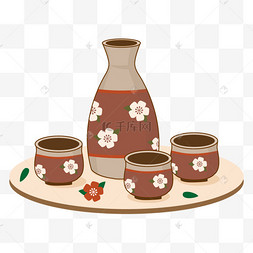 拼色花儿图案的日本清酒