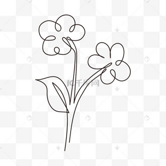 抽象线条画花卉卡通小花简笔画