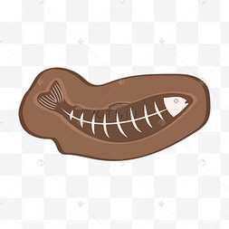 卡通简单鱼骨化石剪贴画素材垃圾塑料袋鱼骨阳光照射效果矢量图热门