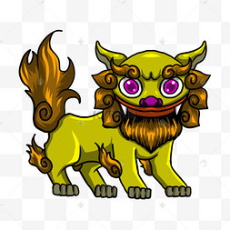 紫色眼珠站立的日本冲绳风狮爷