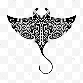 魔鬼鱼蝠鲼毛利部落风格纹身