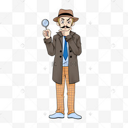 侦探卡通风格棕色
