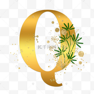 婚礼金枝树叶质感字母q