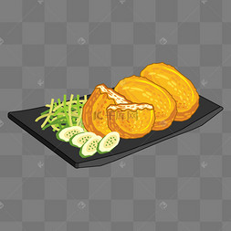 一盘日本食物可乐饼