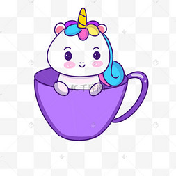 呆萌可爱茶杯独角兽