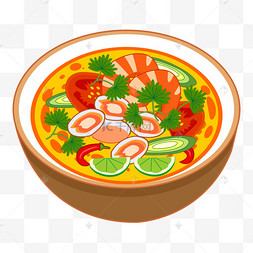 各种配菜的泰国冬阴功