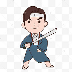 日本武士卡通人物插画