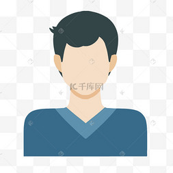 蓝色尖领毛衣卡通人物头像