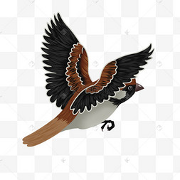 免抠素材卡通蓝色动物麻雀鸟免扣手绘素材竹子与麻雀水墨画png免抠素