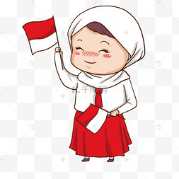 印度尼西亚卡通风格头巾女孩