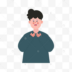 短发灰色毛衣男孩卡通人物中秋中秋节q版古风唐装嫦娥蓝色尖领毛衣