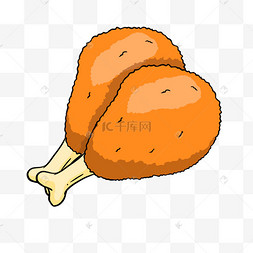 餐饮美食烤鸡腿灰色鸡腿美食插画餐饮美食烤鸡腿卡通可爱绿色短腿恐龙