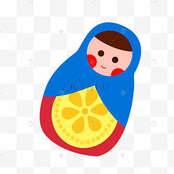 谢肉节蓝色头巾卡通娃娃