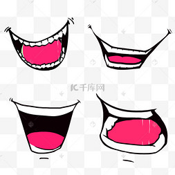 嘴部表情动漫日本搞怪夸张大嘴巴快乐的鲨鱼卡通男女争吵吵架火箭老鼠