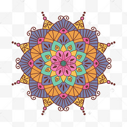 彩色传统花纹曼陀罗装饰抽象纹理