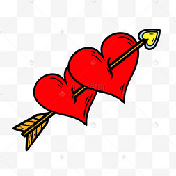 被弓箭穿透的两颗红心