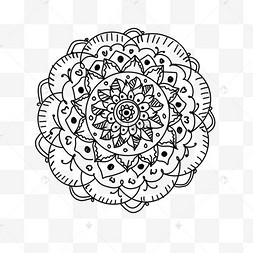 图案印度花纹黑白万花筒圆形生日棒棒糖黑白线稿剪贴画圆形小球旋转