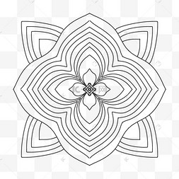 线条简笔画印度花纹黑白万花筒