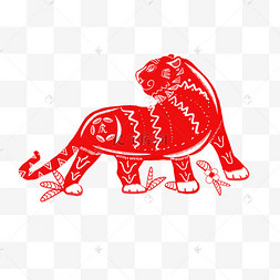 中国传统剪纸老虎纹样纹样连续装饰图案手绘猪年剪纸窗花图案牛年剪纸
