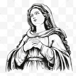 素描黑白圣母玛利亚基督教天主教