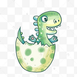 卡通可爱绿色幼龙表情包手绘插画