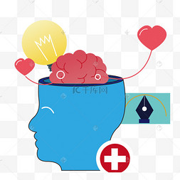 手绘卡通大脑思维插画