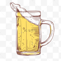 创意卡通手绘插画啤酒形象设计黄