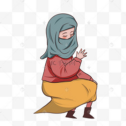 可爱卡通戴头巾hijab girl