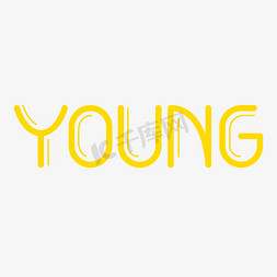 五四青年节young黄色创意英文字
