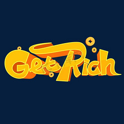 getrich有钱暴富英文卡通立体矢量