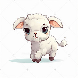 一只正在奔跑的小羊