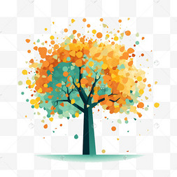 树木绘画图片_扁平树木树秋天植物
